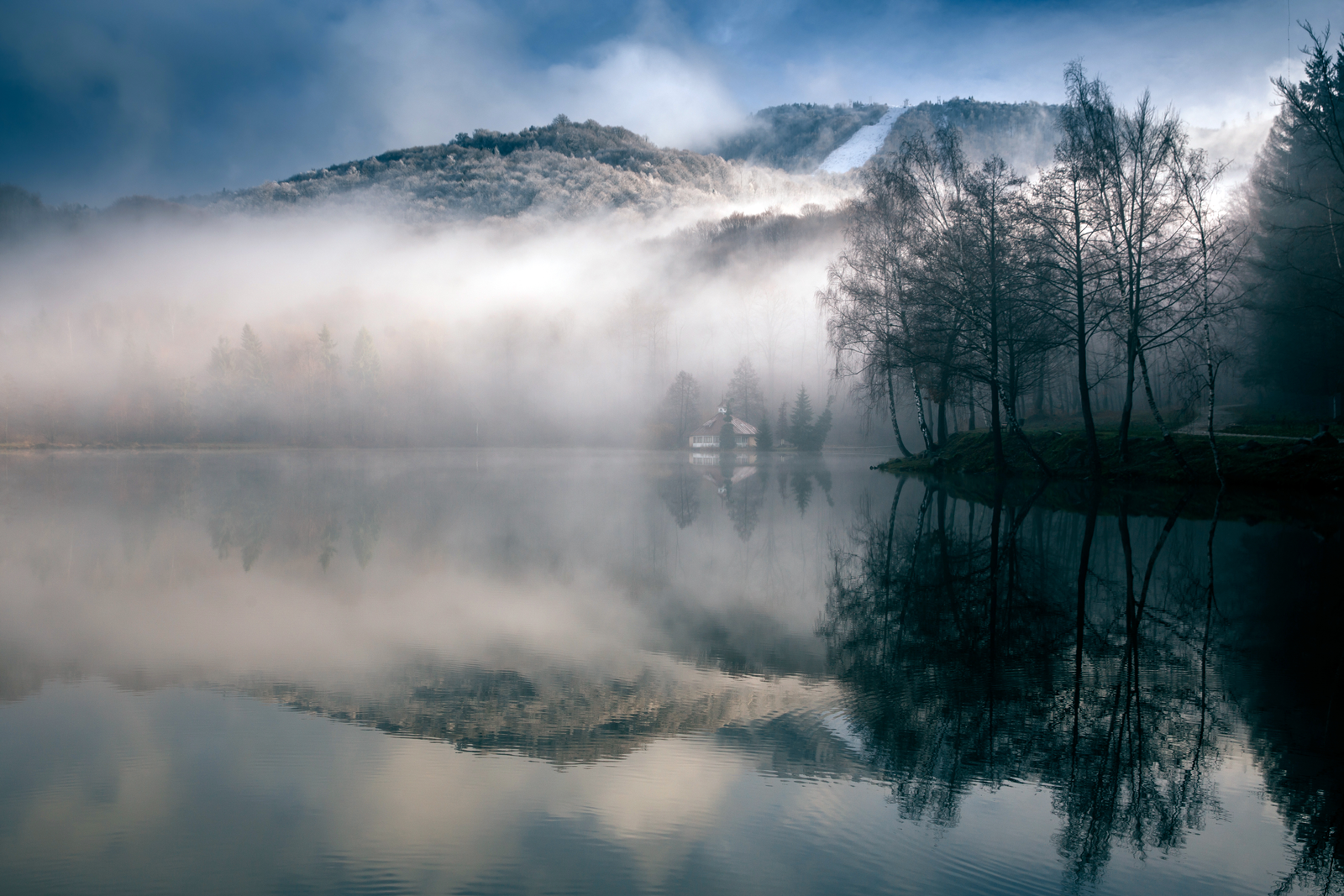 mist on a lake